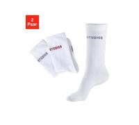 Tennissocken COPENHAGEN STUDIOS, Damen, Gr. 39-42, weiß (2x weiß mit farbigen logos), Obermaterial: 72% Baumwolle, 25% Polyamid, 3% Elasthan, unifarben, elastisch, Socken Tennissocken, ohne Frottee (6