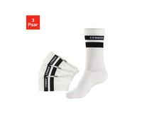 Tennissocken COPENHAGEN STUDIOS, Damen, Gr. 43-46, 3x cream weiß, Baumwollmischung, unifarben, elastisch, Socken, mit Streifendesign und Vollfrottee (58704955-43) 3x cream weiß