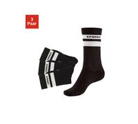 Tennissocken COPENHAGEN STUDIOS, Damen, Gr. 43-46, 3x schwarz mit weißen streifen, Baumwollmischung, unifarben, elastisch, Socken, mit Streifendesign und Vollfrottee (52882151-43) 3x schwarz mit weiße