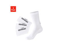 Tennissocken COPENHAGEN STUDIOS, Damen, Gr. 43-46, weiß (3x weiß), Baumwollmischung, unifarben, elastisch, Socken Tennissocken, mit großem Schriftzug (78346433-43) 3x weiß