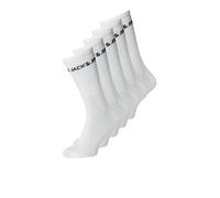 Tennissocken "JACBASIC LOGO TENNIS SOCK 5 PAC PLS NOOS", Herren, Gr. 47 (50), weiß (weiß pack:weiß, weiß, weiß, weiß), Baumwollmischung, JACK & JONES PLUSSIZE, unifarben, normal, Socken Tennissocken (