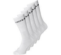 JACK & JONES Herren 5er Pack Mittellange Crew Socken Sport Weiß 41-46