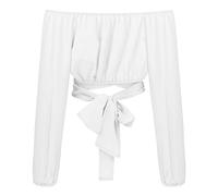 TENP Schulterfreies Hemd, Schulterfreie Bluse Mode Elegante Schleife auf dem Rücken Schöne Lange Laterne für den Sommer