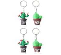 Teogneot Set von 4 Stück Kaktus Dinosaurier Schlüsselbund Cartoon Schlüsselbund für Autoschlüssel, Tasche, Rucksack, Handy Geschenk