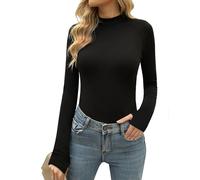 Terecey Basic Damen Rollkragenpullover Langarm Weiches Baumwollshirt Figurbetont & Thermo für kalte Tage Schwarz M