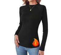 Terecey Damen Rollkragen Langarmshirt Weiche Baumwolle Stehkragen Thermo Unterwäsche für Frühling Herbst und Winter - Basic Slim Fit Hoher Kragen Thermounterwäsche, Schwarz L