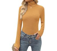 Terecey Langarmshirt Damen Rollkragenshirt mit Daumenloch Für Winter | 95 % Baumwolle Und 5 % Elasthan, Slim Fit Mit Rollkragen Und Daumenloch, Ideal Für Winter Alltag Büro Und Freizeit.