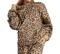 TERIVEEK Damen-Kapuzenpullover mit Leopardenmuster, übergroß, Geparden-Druck, langärmelig, 2000er-Jahre-Pullover, Tops, Y2k-Grafik-Hoodies, Braun, XL