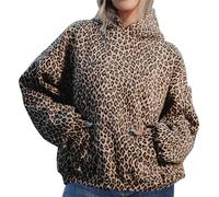 TERIVEEK Damen-Kapuzenpullover mit Leopardenmuster, übergroß, Geparden-Druck, langärmelig, 2000er-Jahre-Pullover, Tops, Y2k-Grafik-Hoodies, braun (Leopardenmuster), Mittel