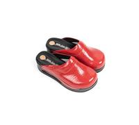Terlik Sabo Air ST601 Max Leder Clogs Mules Hausschuhe Sabot Schuhe, Damen, Rotes Strukturmuster, EU 39
