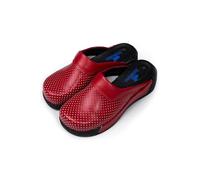 Terlik Sabo Keilsohle ST024 Leder Clogs Mules Hausschuhe Sabot Schuhe, Damen, Rot schwarz, EU 39