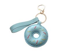 TERNCOEW Modischer Schlüsselanhänger aus PU-Leder, Donuts-Schlüsselband, Lebensmittelform, handgefertigtes Anhänger, Zubehör für den täglichen Gebrauch, PU-Leder-Donut-Schlüsselanhänger, blau, Hanging