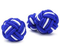 TEROON Manschettenknöpfe Seidenknoten blau-weiß