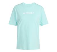 Funktionsshirt ADIDAS TERREX "W TX LOGO TEE", Damen, Gr. M, blau (semi flash aqua), Obermaterial: 100% Baumwolle, Sportlich, Rundhals, Shirts (37971503-M) semi flash aqua