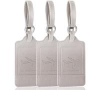 Teskyer 3er-Pack Kofferanhänger, Kofferanhänge Mit Adressschild, PU Leder, Zerklüftet, Schutz der Privatsphäre, Schnelle Identifikation, Kofferanhänger Flugreise, Gepäckanhänger, Grau