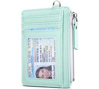 Teskyer Kartenetui Damen, Slim Wallet mit Münzfach, Card Holder Wallet, Karten Portemonnaie, RFID-Schutz, Minimalistischer, mit Reißverschluss, Fasst bis zu 8 Karten, Aqua Grün