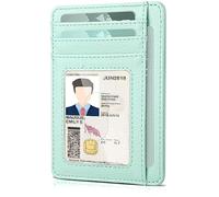 Teskyer Mini Portemonnaie Damen, Kleines Kartenetui, PU Leder Schlankes Kartenetui, RFID-Schutz, Minimalistischer, mit ID-Fenster und Schnellzugriff-Fach, Aqua Grün
