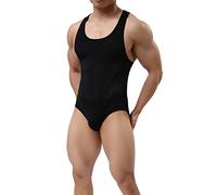 TESOON Herren Sport Body Mesh Jumpsuits Leotard Wrestling Singlet, schwarz, X-Large