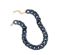 Tesselite Acryl-Halskette - leuchtende Farbe für Damen, Acryl-Kette, Choker-Halskette, Unisex, Retro, personalisierte Kettenglieder-Halskette, Anhänger, Schmuck, dunkelblau, Einheitsgröße