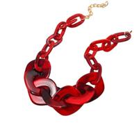 Tesselite Acryl-Halskette - modische Acryl-Schildkröten-Halskette für Damen, Harzkette, geometrischer Anhänger, Dicke Halskette, Modeschmuck, rot marmoriert, Einheitsgröße