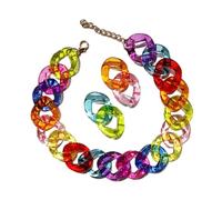 Tesselite Acryl-Halskette, modische Persönlichkeit, zweifarbige Halskette, Acrylfarbe, leuchtende Gelee-Farbe, Halskette, Sommerschmuck, bunt, Einheitsgröße