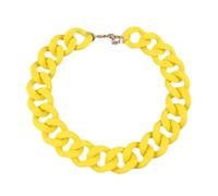 Tesselite Acryl-Halskette - Statement-Halskette in Mattrot, Lange Kette für Damen, Vintage, bunt, große klobige Kette, Choker-Anhänger, Halsketten, Modeschmuck, gelb, Einheitsgröße