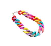 Tesselite Acryl-Halskette - Statement-Halskette in Mattrot, Lange Kette für Damen, Vintage, bunt, große klobige Kette, Choker-Anhänger, Halsketten, Modeschmuck, Mischfarbe, Einheitsgröße