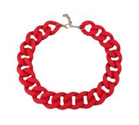 Tesselite Acryl-Halskette-Statement Mattrote Lange Kette Halsketten Für Frauen Vintage Bunte Große Klobige Kette Choker Anhänger Halsketten Modeschmuck,Rot,Einheitsgröße