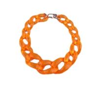 Tesselite Acryl-Halskette - Trendige große Acryl-Rosa-Choker-Halskette für Frauen, Vintage-Harz, klobige Kette, Kragen-Halsketten, Anhänger, Schmuck, Party-Geschenke, Orange, Einheitsgröße