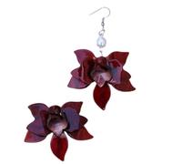 Tesselite Acryl-Ohrringe - Böhmische Art Blütenblatt Spleißen Wasser Kräuselung Acryl Ohrringe übertrieben Persönlichkeit Mode Blume Ohrringe-1PC, rot, Einheitsgröße