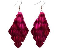 Tesselite Acryl-Ohrringe - Bohemian-Blütenblatt-Lange Ohrringe, Quaste, Acryl-Ohrringe, Retro-Persönlichkeit, Damen-Ohrringe für den Alltag - 1 Stück, Weinrot, Einheitsgröße