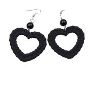 Tesselite Acryl-Ohrringe - Bonbonfarbene rote und rosa Ohrringe, hohles gewebtes Muster, Herz-Acryl-Ohrringe, Retro-Ohrringe, Damenschmuck, Schwarz, Einheitsgröße