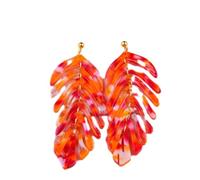 Tesselite Acryl-Ohrringe - modische Persönlichkeit Ohrringe Blatt Ohrringe frische und einfache Blatt Acryl Ohrringe Quaste Damen, orange, Einheitsgröße