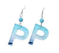 Tesselite Acryl-Ohrringe - Modische Persönlichkeit und kreative 26 englische Buchstaben Acryl-Ohrringe Blue Ocean Resort Style Damen-Frische Ohrringe-1 Paar,P,Einheitsgröße