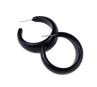 Tesselite Acryl-Ohrringe - süße, Schlichte, geometrische Creolen in C-Form, Lila, Grün, Orange, Bonbonfarbe, übertriebene Acryl-Ohrringe für Damen - 1 Stück, glänzendes Schwarz, Einheitsgröße