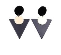 Tesselite Acryl-Ohrringe - übertriebene Ohrringe, dreieckig, geometrisch, verspiegelt, runde Acryl-Ohrringe, Retro-Persönlichkeits-Ohrringe, Ohrringe für Frauen - 1 Stück, Schwarz, Einheitsgröße