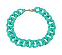 Tesselite Acryl-Halskette - Statement-Halskette in Mattrot, Lange Kette für Damen, Vintage, bunt, große klobige Kette, Choker-Anhänger, Halsketten, Modeschmuck, Seeblau, Einheitsgröße