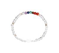 Tesselite Edelstein-Armband - Mini-Naturstein-Perlenarmband, süßer Katzen-Charm, 7 Chakra-Kristall, Stretch-Armreif, Yoga-Armbänder, Schmuck, Weiß, Kristall, Weiß, Einheitsgröße