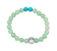 Tesselite Edelstein-Armband - Naturstein, 8 mm, Perlenarmband, Tier, Hund, Katze, Bärentatze, Charm-Armbänder für Damen und Herren, Yoga, blau-türkisfarbene Armreifen, Aventurin, Einheitsgröße