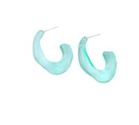 Tesselite Halbmond-Ohrringe, C-Ring, Temperament-Ohrringe, transparente Creolen aus Acryl in Bonbonfarbe, Ohrstecker für Frauen im Alltag, 1 Paar, Nylan, Einheitsgröße