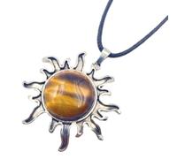 Tesselite Modischer Anhänger mit großer Sonne aus natürlichem Kristall, eingelegter Edelstein, roter Achat, Schneeflocke, Stein, Persönlichkeitshalskette für Männer und Frauen, Schmuck für den Alltag