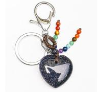 Tesselite Natürlicher Kristall Amethyst herzförmiger Schlüsselanhänger Achat Tigerauge Stein Malachit Liebesherz gewebt Mode Anhänger Tasche Ornamente,Blau Gold Sand,Einheitsgröße