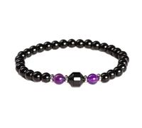 Tesselite Natürliches Amethyst-Tigerauge, schwarzer Stein, Achat, Transferperlen, Armband, modische Persönlichkeit, runde Perlen, Damen, Sommer-Handschmuck, 1 Stück, Amethyst, Einheitsgröße