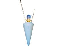 Tesselite Naturstein-Kegel-Parfümflaschen-Halskette, Amethyst-Aventurin-Anhänger, Essentials-Öl-Diffusor-Fläschchen-Halskette, schöner Schmuck für Frauen und Mädchen, Opal, Einheitsgröße