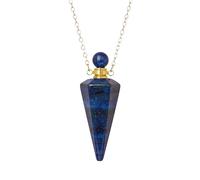 Tesselite Naturstein-Kegel-Parfümflaschen-Halskette, Amethyst-Aventurin-Anhänger, Essentials-Öl-Diffusor-Fläschchen-Halskette, schöner Schmuck für Frauen und Mädchen, Lapislazuli, Einheitsgröße