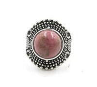 Tesselite Naturstein runder Interface-Ring Retro Persönlichkeit Handschmuck Topas roter Stein Öffnung verstellbar Unisex Sommer vielseitiger Handschmuck - 1 Stück Rhodonit Einheitsgröße