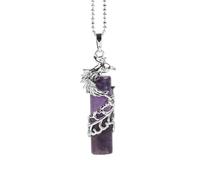 Tesselite Phönix Vogel Säule Halskette Anhänger Pendel Natürlicher Amethyst Schwarzer Achat Blau Türkis Quarz Chakra Bijoux Damen Herren Schmuck,Amethyst,Einheitsgröße