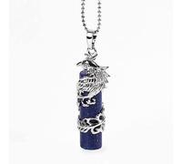 Tesselite Phönix Vogel Säule Halskette Anhänger Pendel Natürlicher Amethyst Schwarzer Achat Blau Türkis Quarz Chakra Bijoux Damen Herren Schmuck, Lapislazuli, Einheitsgröße