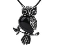 Tesselite Stein-Anhänger - Naturstein-Wassertropfen-Anhänger-Halskette, Eule, Tier, rosa Kristall-Schmuck, Halsketten für Mädchen und Männer, tägliches Tragen, Obsidian-Halskette, Einheitsgröße