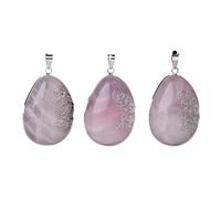 Tesselite Stein-Anhänger - Wassertropfen-Anhänger-Halskette für Frauen, Schmetterlingsflügel, Naturstein, brauner Sand-Quarz-Halskette, Anhänger, Schmuck, tägliches Tragen, Rosenquarz, Einheitsgröße